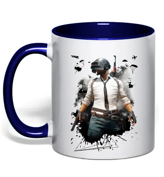 Чашка с цветной ручкой Pubg hero Глубокий темно-синий фото