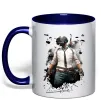 Чашка с цветной ручкой Pubg hero Глубокий темно-синий фото