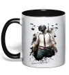 Чашка с цветной ручкой Pubg hero Черный фото