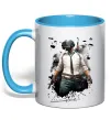 Чашка с цветной ручкой Pubg hero Голубой фото