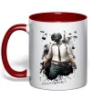 Чашка с цветной ручкой Pubg hero Красный фото