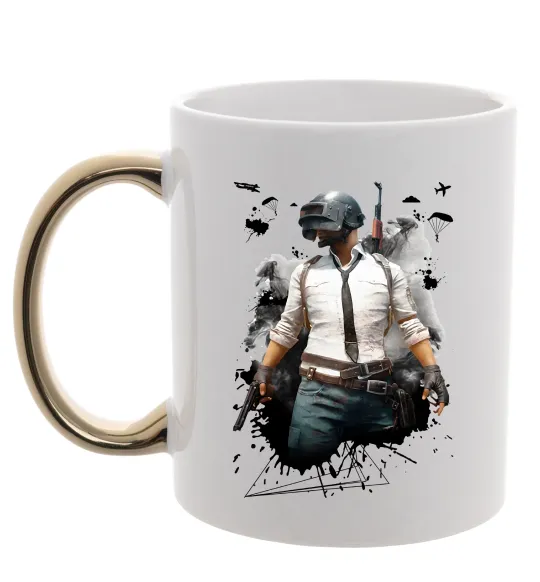 Чашка с цветной ручкой Pubg hero Золото фото