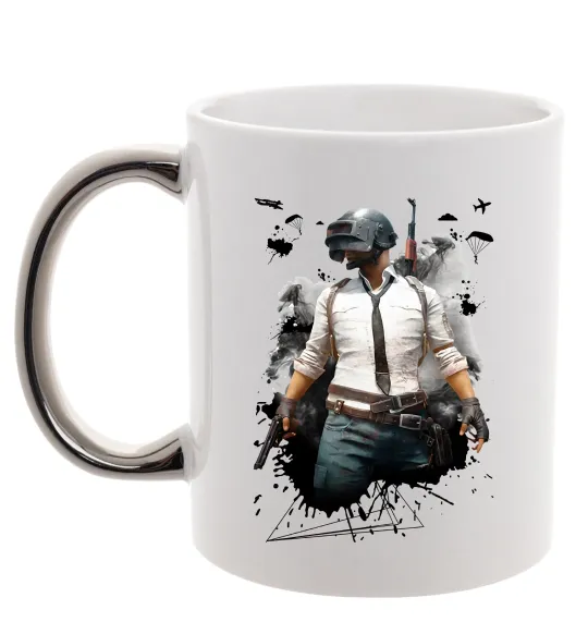 Чашка с цветной ручкой Pubg hero Серебро фото