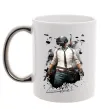 Чашка с цветной ручкой Pubg hero Серебро фото