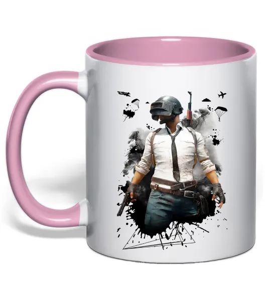 Чашка с цветной ручкой Pubg hero Нежно розовый фото