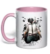 Чашка с цветной ручкой Pubg hero Нежно розовый фото