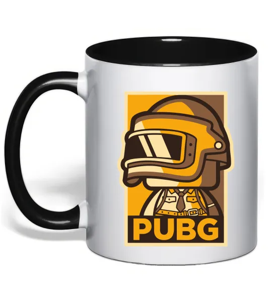 Чашка з кольоровою ручкою Pubg tiny Чорний фото
