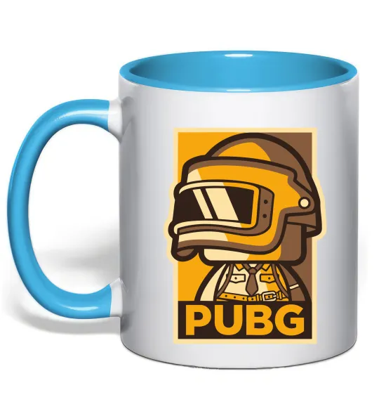 Чашка з кольоровою ручкою Pubg tiny Блакитний фото