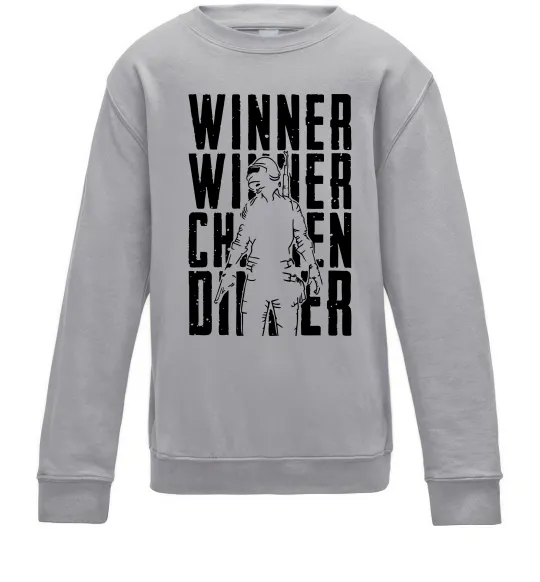 Детский Свитшот PUBG Winner Серый меланж фото
