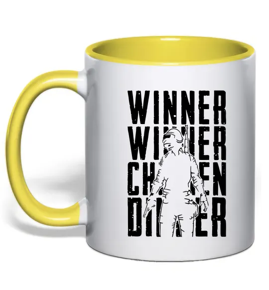 Чашка з кольоровою ручкою PUBG Winner Лимонний фото