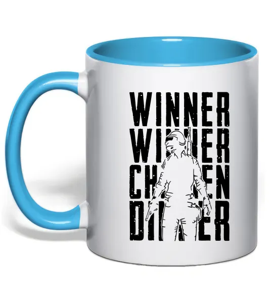 Чашка с цветной ручкой PUBG Winner Голубой фото