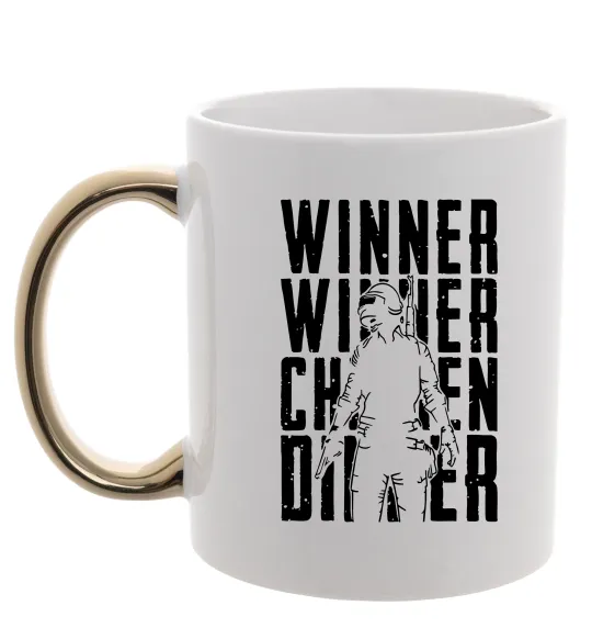 Чашка с цветной ручкой PUBG Winner Золото фото