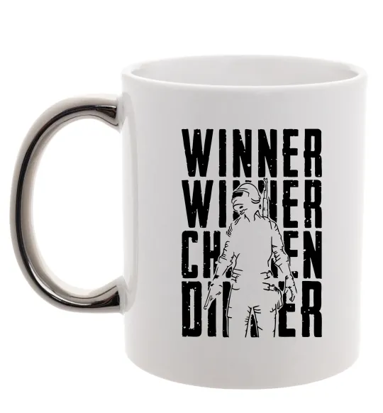 Чашка с цветной ручкой PUBG Winner Серебро фото