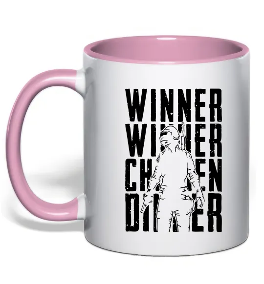 Чашка с цветной ручкой PUBG Winner Нежно розовый фото