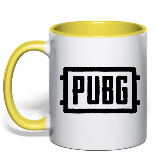 Чашка с цветной ручкой Пабг лого Солнечно желтый фото