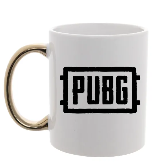 Чашка с цветной ручкой Пабг лого Золото фото