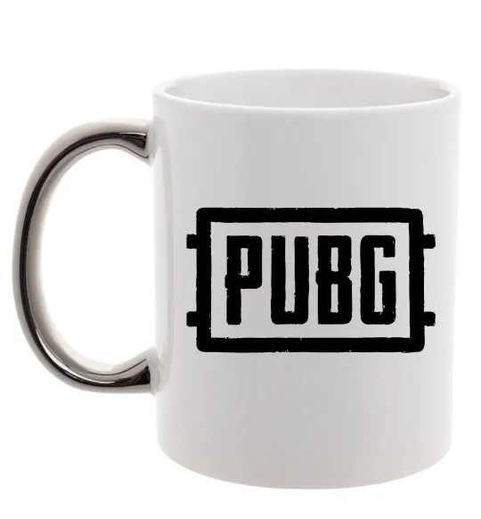 Чашка с цветной ручкой Пабг лого Серебро фото