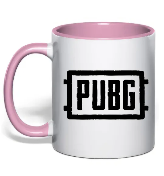 Чашка с цветной ручкой Пабг лого Нежно розовый фото