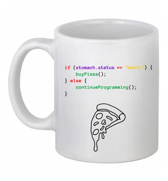 Чашка керамическая if stomach empty Белый фото