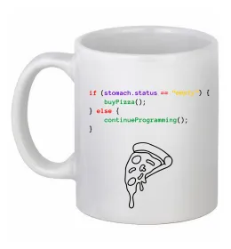 Чашка керамическая if stomach empty Белый фото