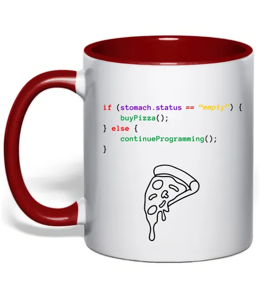 Чашка с цветной ручкой if stomach empty Красный фото