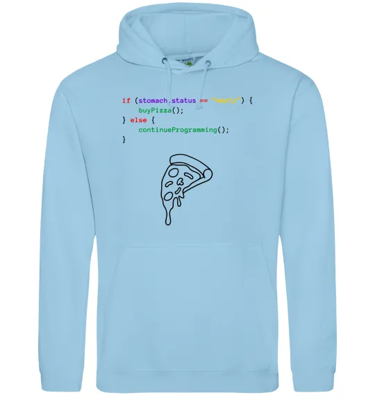 Чоловіча толстовка (худі) if stomach empty Блакитний фото