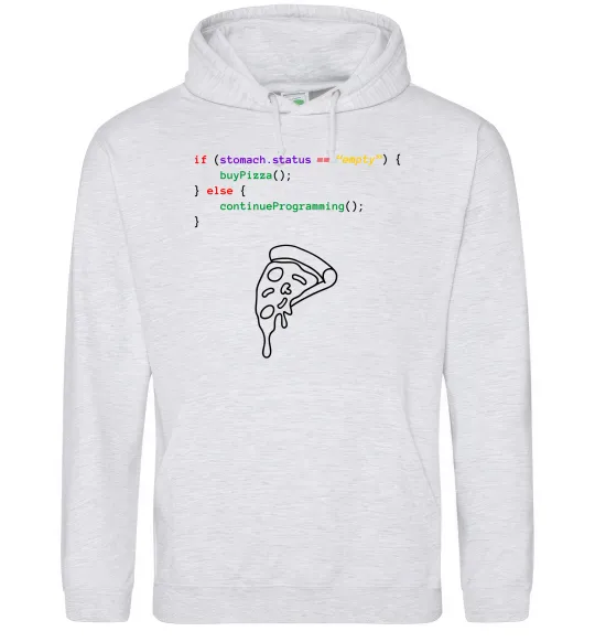 Женская толстовка (худи) if stomach empty Серый меланж фото