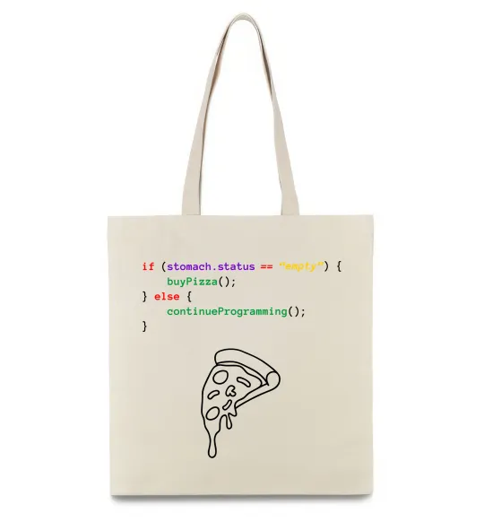 Эко-сумка if stomach empty Бежевый фото