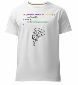 Мужская премиум футболка if stomach empty