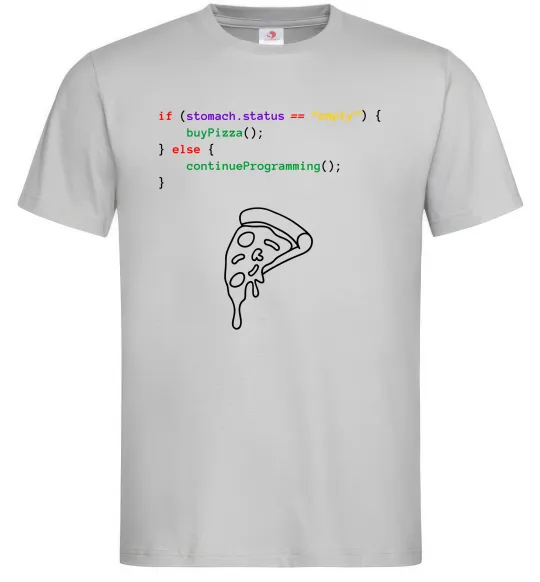 Мужская футболка if stomach empty Серый фото