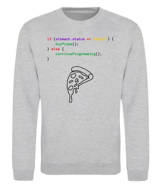 Свитшот if stomach empty Серый меланж фото