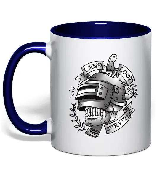 Чашка з кольоровою ручкою Land Loot Survive Глибокий темно-синій фото