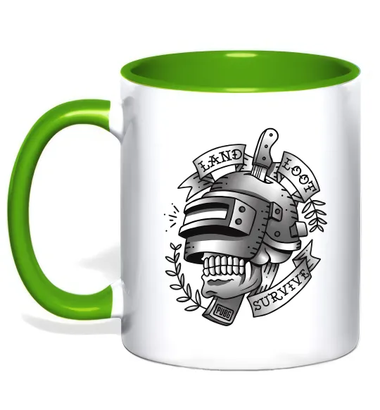 Чашка з кольоровою ручкою Land Loot Survive Лаймовий фото