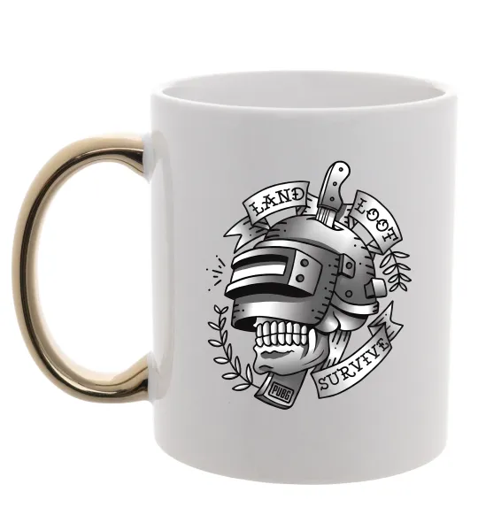 Чашка з кольоровою ручкою Land Loot Survive Золото фото