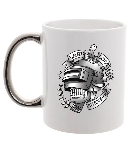 Чашка з кольоровою ручкою Land Loot Survive Срібло фото