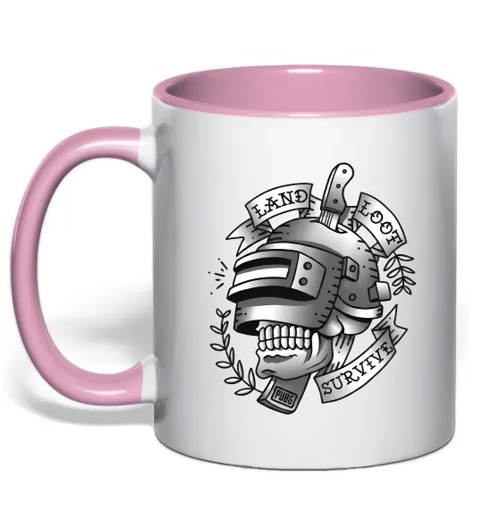 Чашка з кольоровою ручкою Land Loot Survive Ніжно рожевий фото