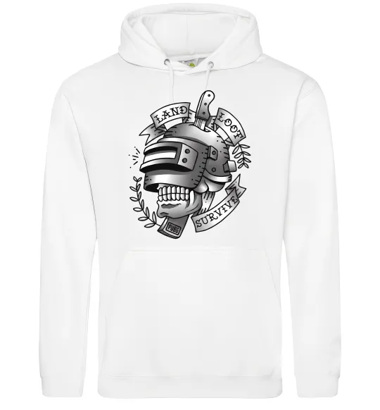 Мужская толстовка (худи) Land Loot Survive Белый фото