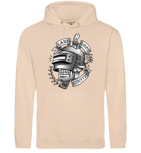Мужская толстовка (худи) Land Loot Survive Песочный фото