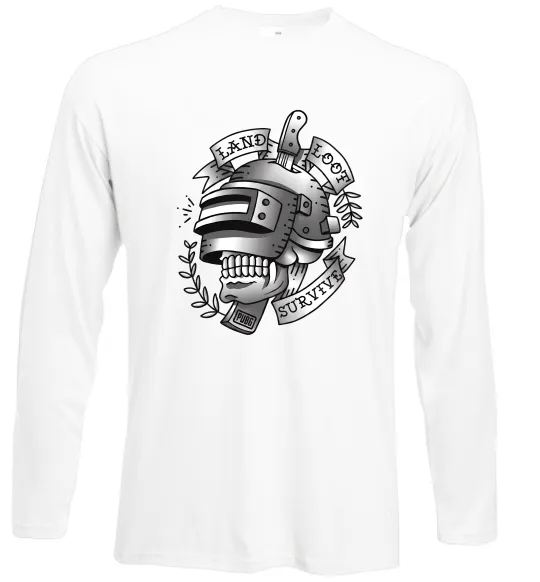 Лонгслив Land Loot Survive Белый фото