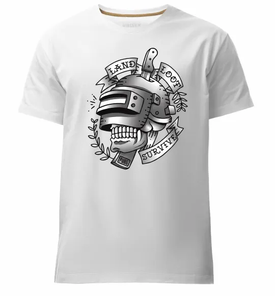 Мужская премиум футболка Land Loot Survive Белый фото