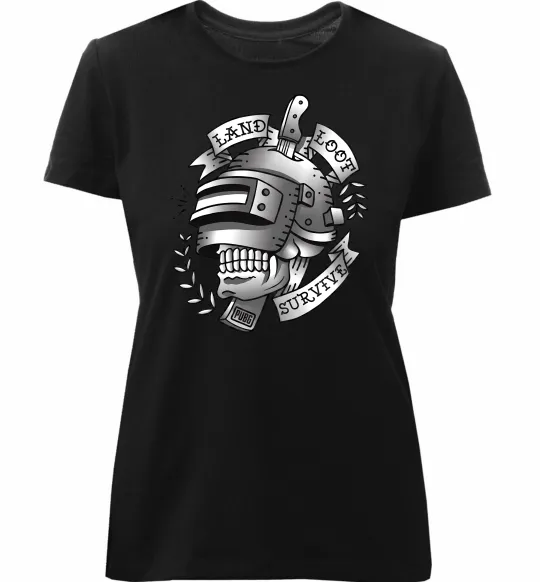 Женская премиум футболка Land Loot Survive Черный фото