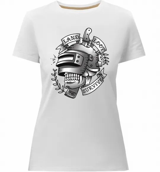 Женская премиум футболка Land Loot Survive Белый фото