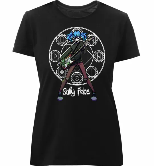 Женская премиум футболка Sally Face runes Черный фото