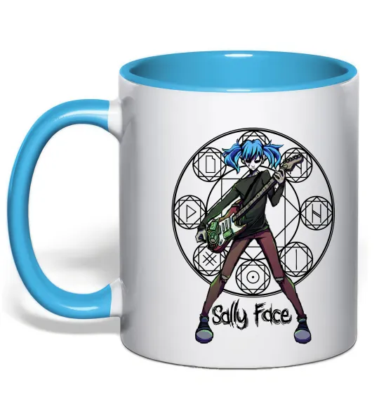 Чашка с цветной ручкой Sally Face runes Голубой фото