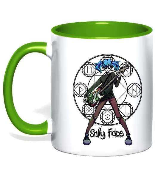 Чашка с цветной ручкой Sally Face runes Зеленый фото