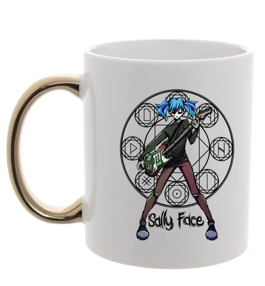 Чашка с цветной ручкой Sally Face runes Золото фото