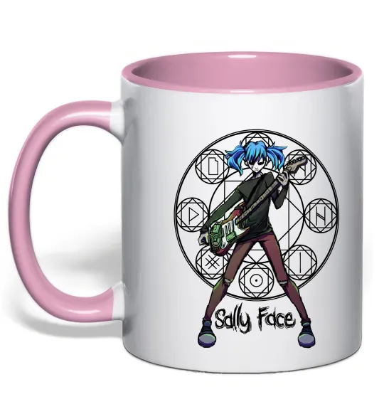 Чашка с цветной ручкой Sally Face runes Нежно розовый фото