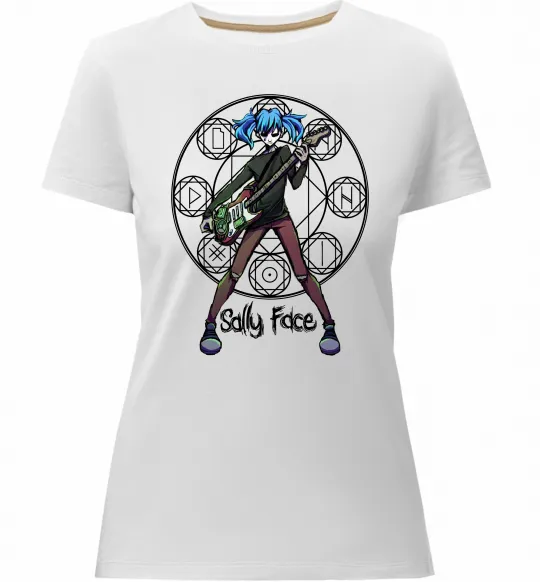 Женская премиум футболка Sally Face runes Белый фото