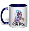 Чашка с цветной ручкой Саллі Фейс персонажі Глубокий темно-синий фото