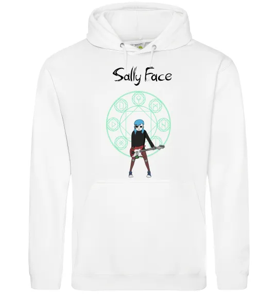 Мужская толстовка (худи) Sally with guitar Белый фото